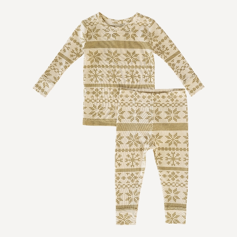 NWT 3T Set Kate Quinn Long Sleeve Crewneck PJs Fennel Nordic Snowflake Cotton